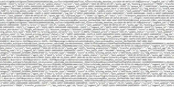 JSON response from Flight Price API