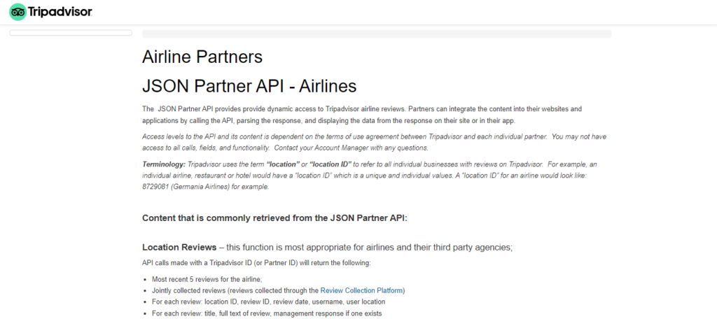 TripAdvisor Travel API 