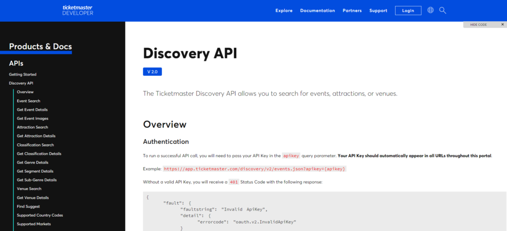 Ticket Master Discover API